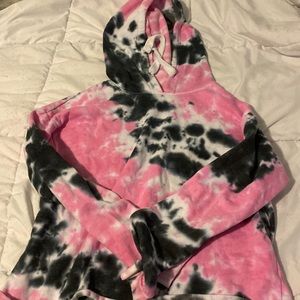 Cropped tie die hoodie